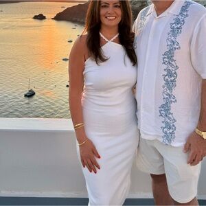 Zara White Dress. STRETCH KNIT MIDI DRESS. Great condition like new.